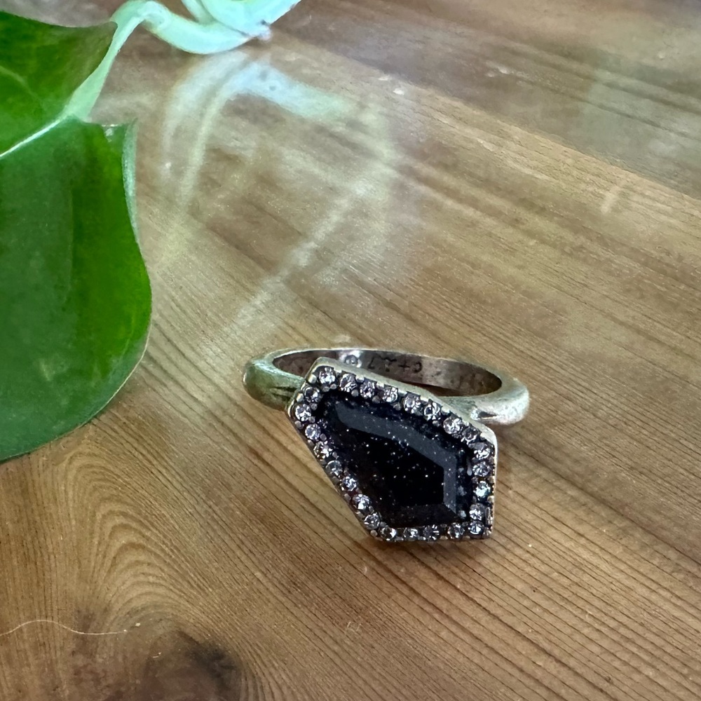 Chloe + Isabel Black and Bronze Stacking Pave’ Ring Size 6